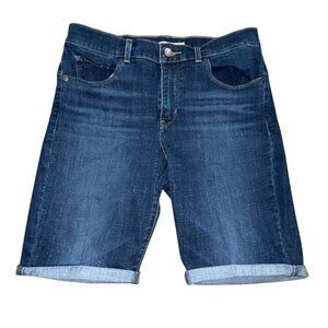 Levi's Women's Mid-Rise Shaping Bermuda Denim Shorts-Blue- 29-GUC